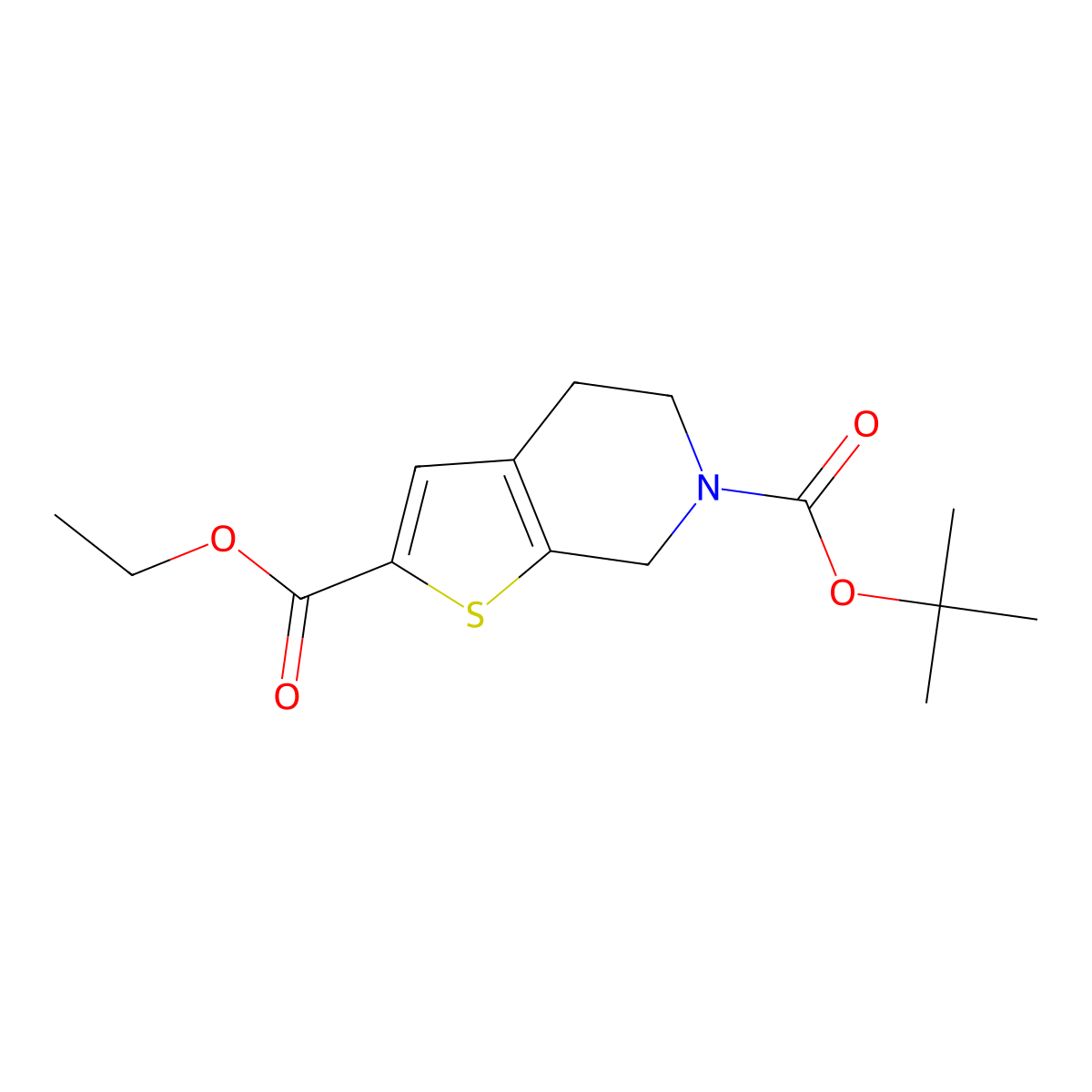 6-tert-Butyl 2-ethyl 4,5-dihydrothieno[2,3-c]pyridine-2,6(7H)-dicarboxylate molecular structure, CAS 1135124-02-5