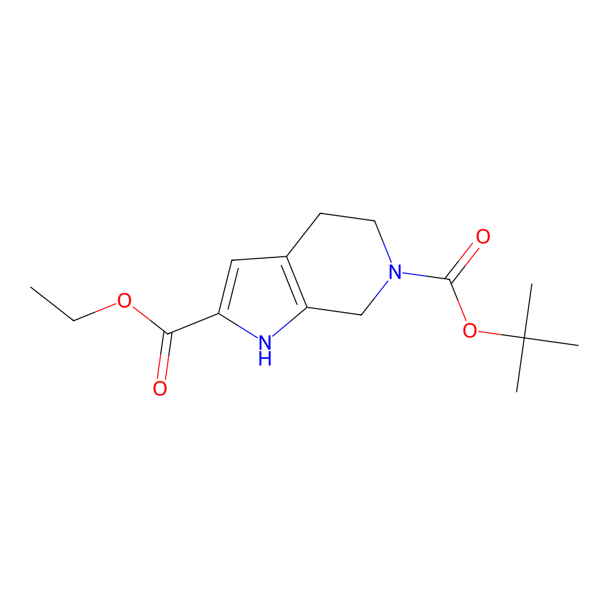 1,4,5,7-Tetrahydro-pyrrolo[2,3-c]pyridine-2,6-dicarboxylicacid6-tert-butylester2-ethylester molecular structure, CAS 1135124-27-4
