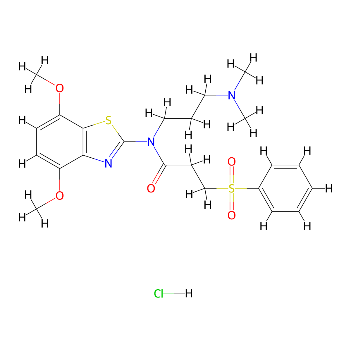 3-(Benzenesulfonyl)-N-(4,7-dimethoxy-1,3-benzothiazol-2-YL)-N-[3-(dimethylamino)propyl]propanamide hydrochloride molecular structure, CAS 1135130-72-1