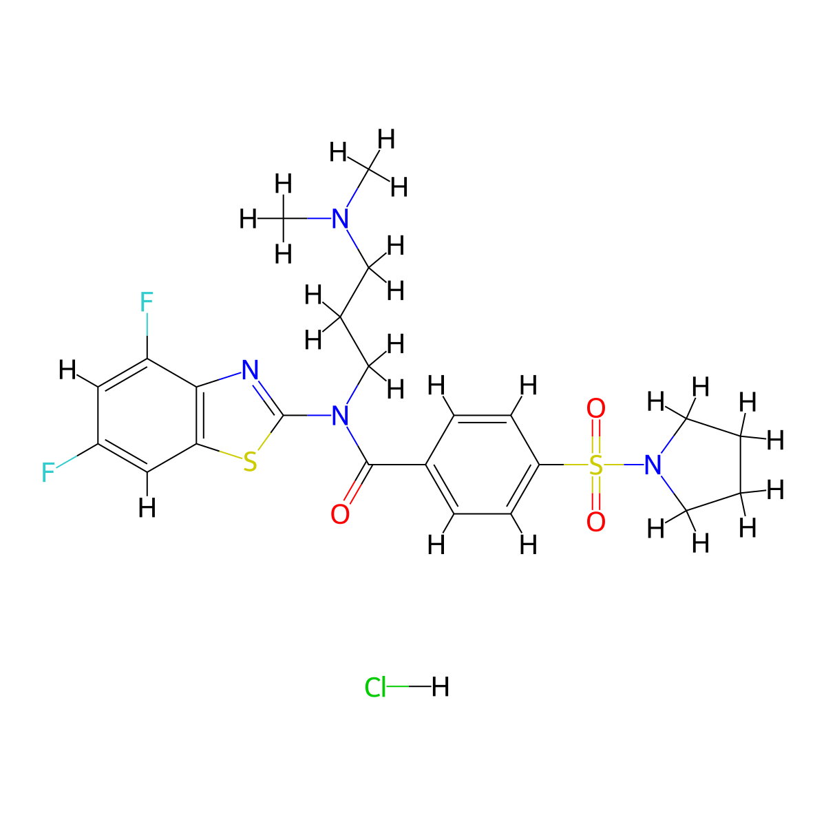 N-(4,6-Difluoro-1,3-benzothiazol-2-YL)-N-[3-(dimethylamino)propyl]-4-(pyrrolidine-1-sulfonyl)benzamide hydrochloride molecular structure, CAS 1135130-84-5