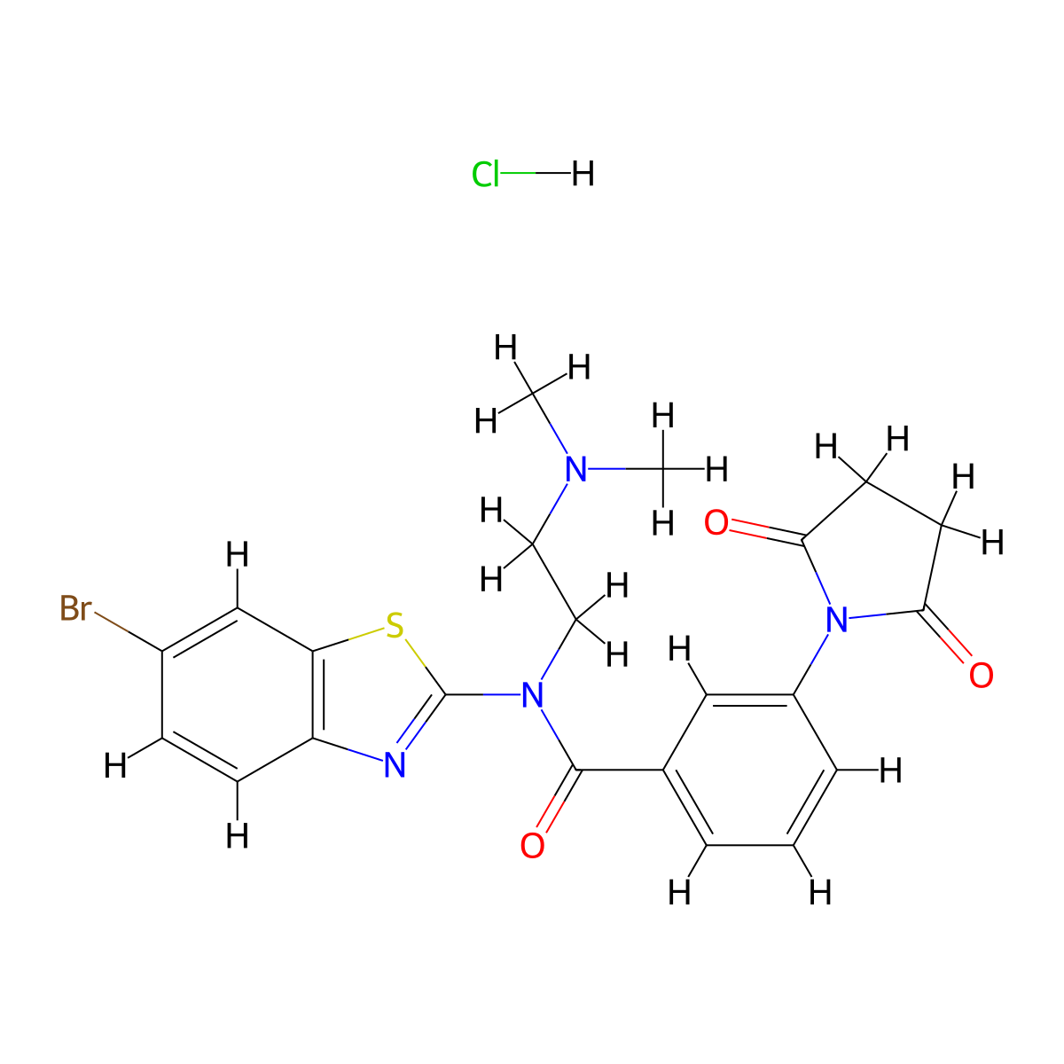 N-(6-Bromo-1,3-benzothiazol-2-YL)-N-[2-(dimethylamino)ethyl]-3-(2,5-dioxopyrrolidin-1-YL)benzamide hydrochloride molecular structure, CAS 1135134-00-7