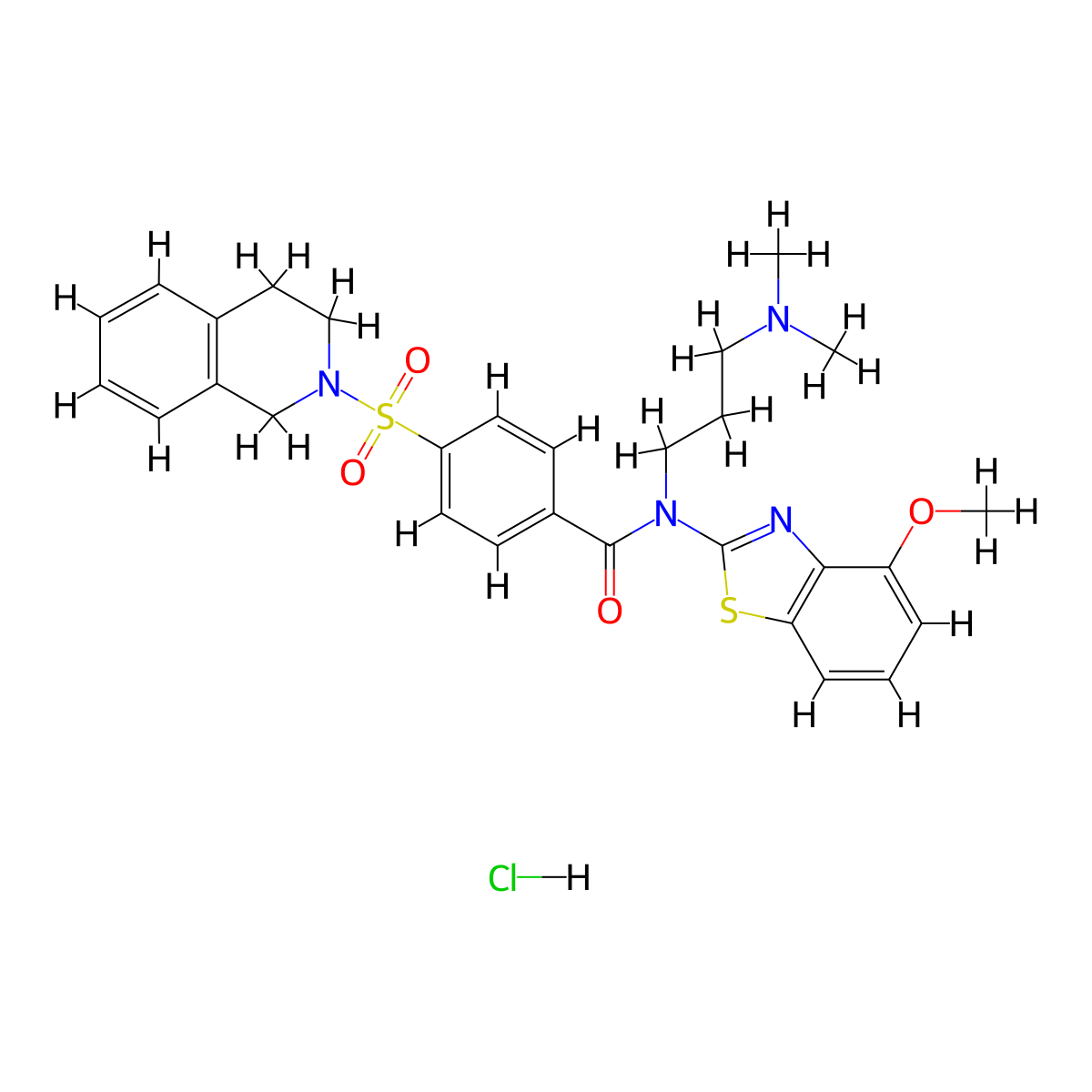 N-[3-(dimethylamino)propyl]-N-(4-methoxy-1,3-benzothiazol-2-yl)-4-(1,2,3,4-tetrahydroisoquinoline-2-sulfonyl)benzamide hydrochloride molecular structure, CAS 1135136-98-9