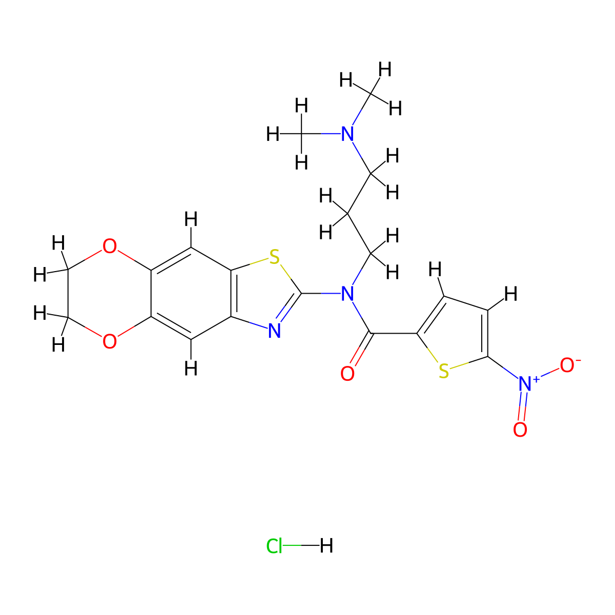 N-[3-(dimethylamino)propyl]-N-{10,13-dioxa-4-thia-6-azatricyclo[7.4.0.0^{3,7}]trideca-1,3(7),5,8-tetraen-5-yl}-5-nitrothiophene-2-carboxamide hydrochloride molecular structure, CAS 1135137-58-4