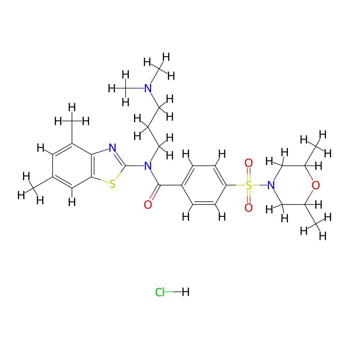 N-(4,6-dimethyl-1,3-benzothiazol-2-yl)-N-[3-(dimethylamino)propyl]-4-[(2,6-dimethylmorpholin-4-yl)sulfonyl]benzamide hydrochloride molecular structure, CAS 1135137-83-5