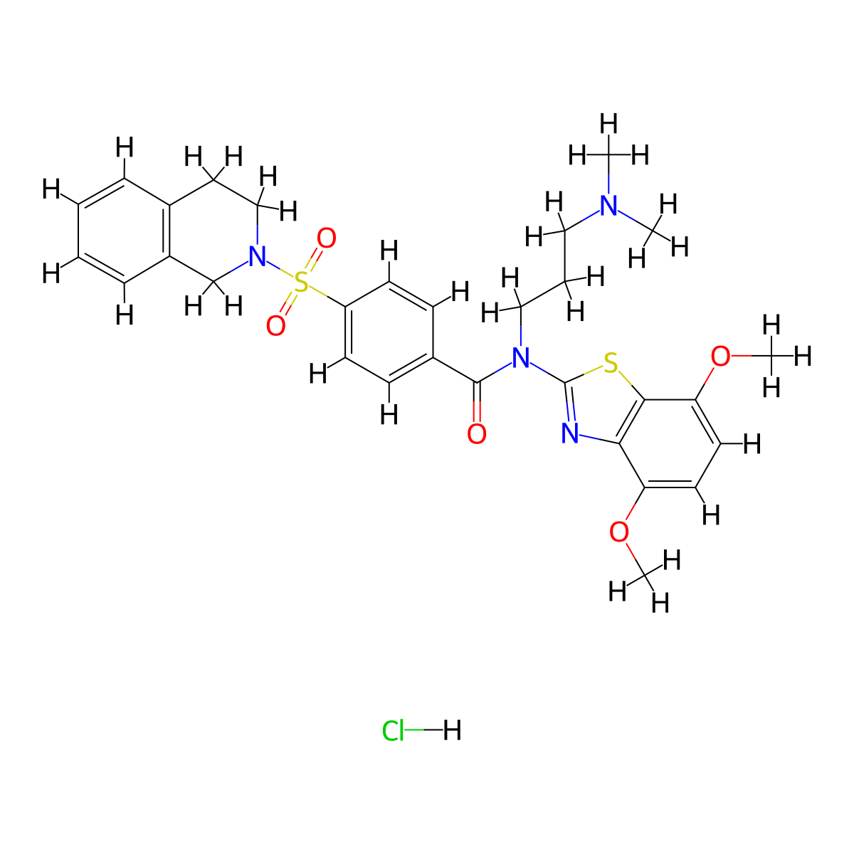 N-(4,7-dimethoxy-1,3-benzothiazol-2-yl)-N-[3-(dimethylamino)propyl]-4-(1,2,3,4-tetrahydroisoquinoline-2-sulfonyl)benzamide hydrochloride molecular structure, CAS 1135138-09-8