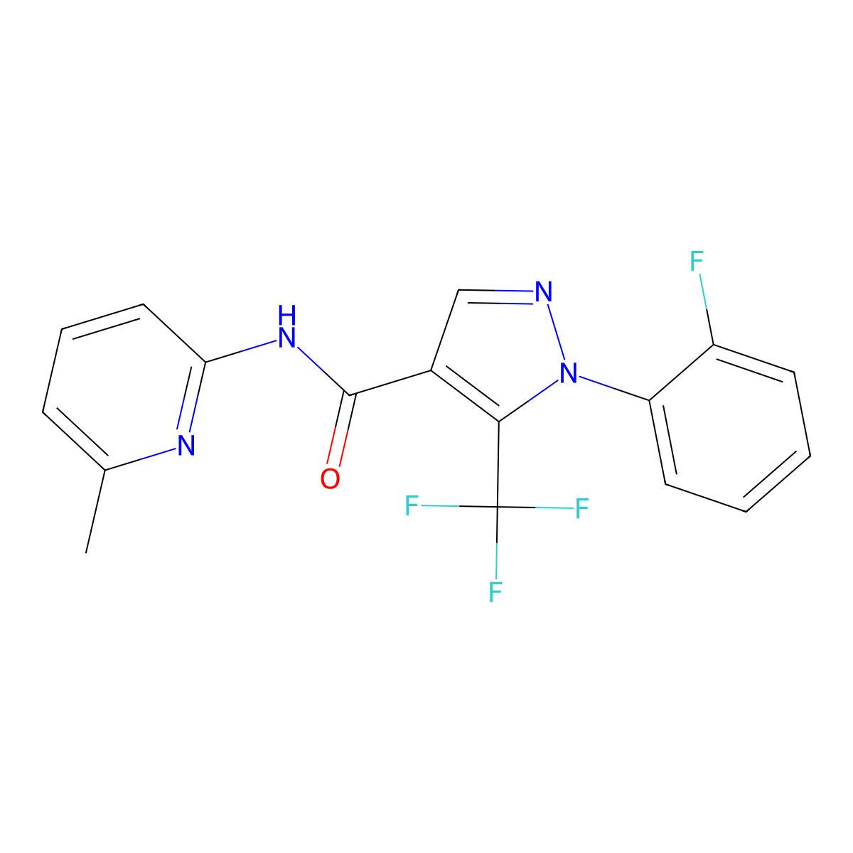 1-(2-fluorophenyl)-N-(6-methylpyridin-2-yl)-5-(trifluoromethyl)-1H-pyrazole-4-carboxamide molecular structure, CAS 1135139-56-8
