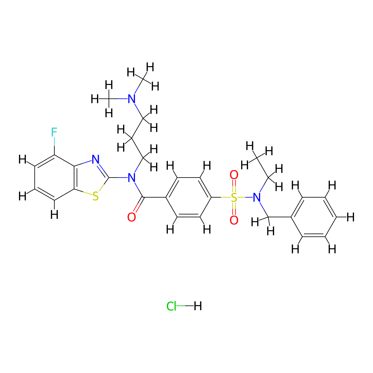 4-[Benzyl(ethyl)sulfamoyl]-N-[3-(dimethylamino)propyl]-N-(4-fluoro-1,3-benzothiazol-2-YL)benzamide hydrochloride molecular structure, CAS 1135139-65-9
