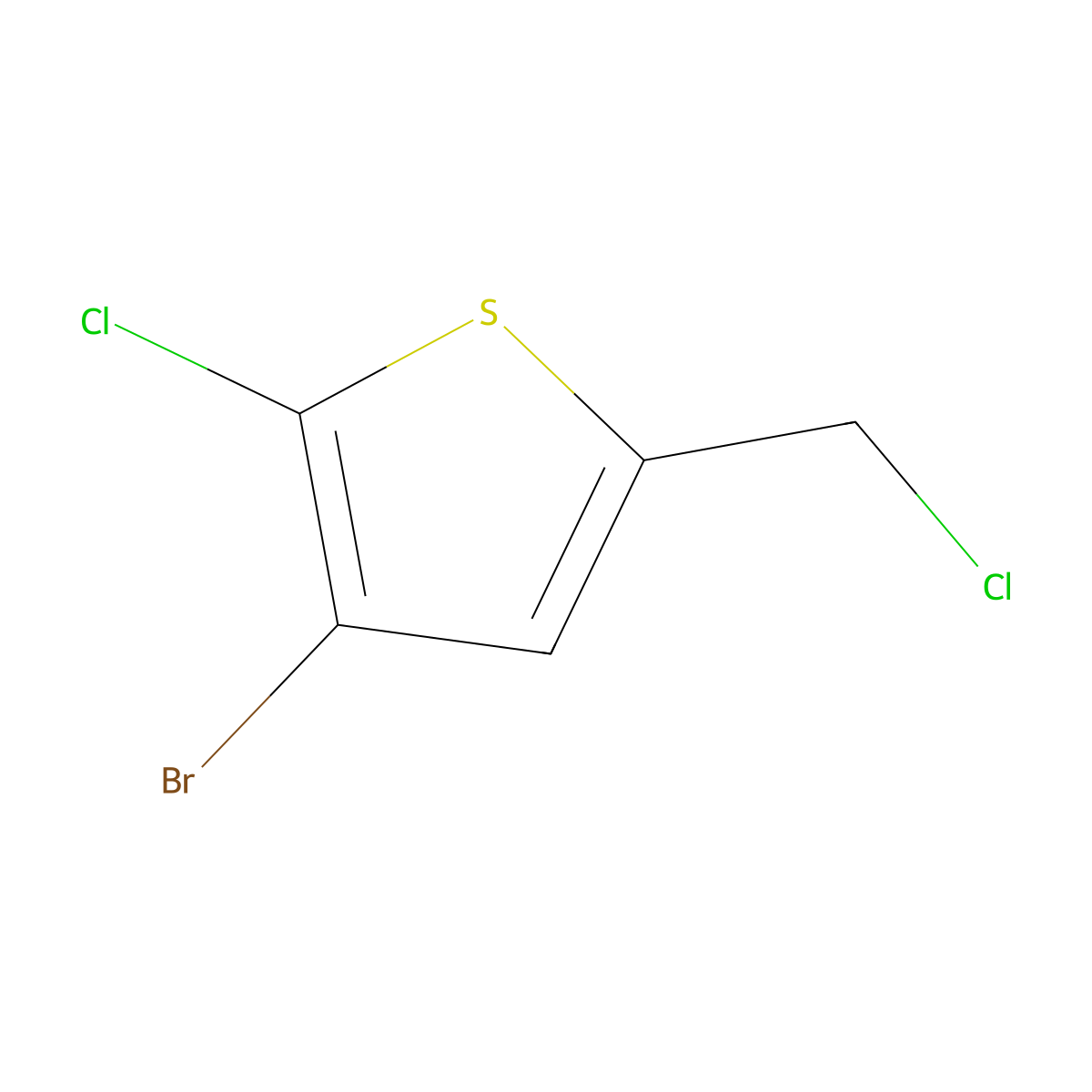3-Bromo-2-chloro-5-(chloromethyl)thiophene molecular structure, CAS 1135148-77-4
