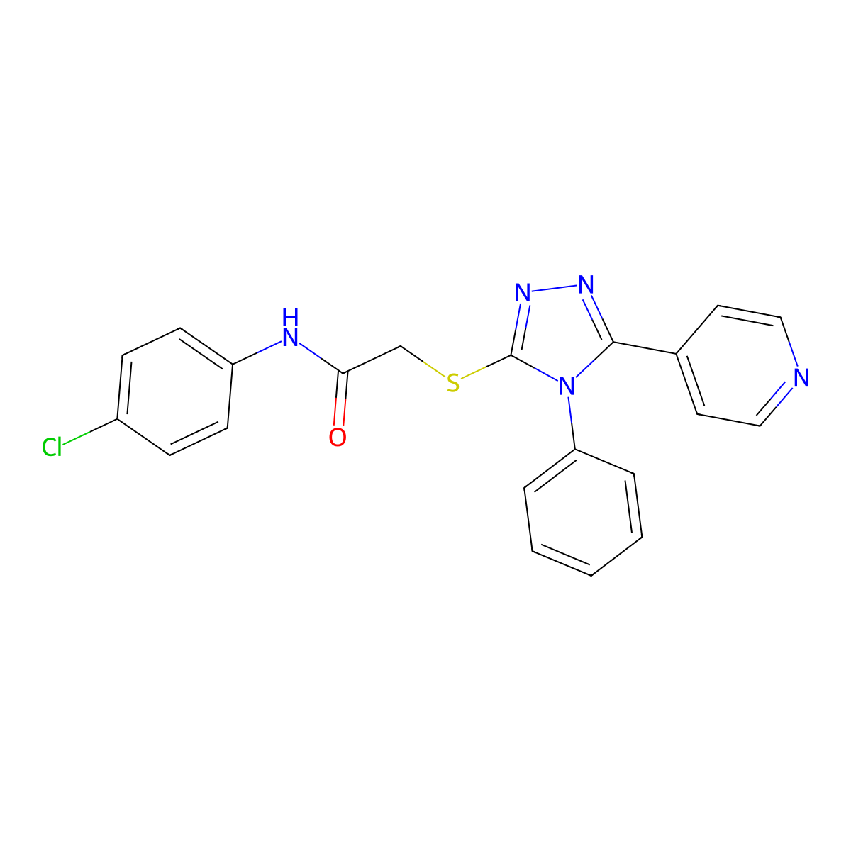 N-(4-Chlorophenyl)-2-((1-phenyl-5-(4-pyridinyl)-1H-1,3,4-triazol-2-yl)thio)acetamide molecular structure, CAS 113518-50-6