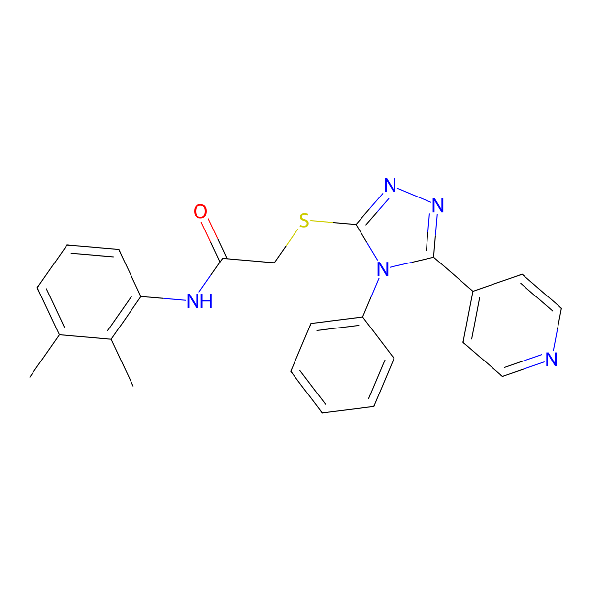 Acetamide, N-(2,3-dimethylphenyl)-2-((4-phenyl-5-(4-pyridinyl)-4H-1,2,4-triazol-3-yl)thio)- molecular structure, CAS 113518-54-0