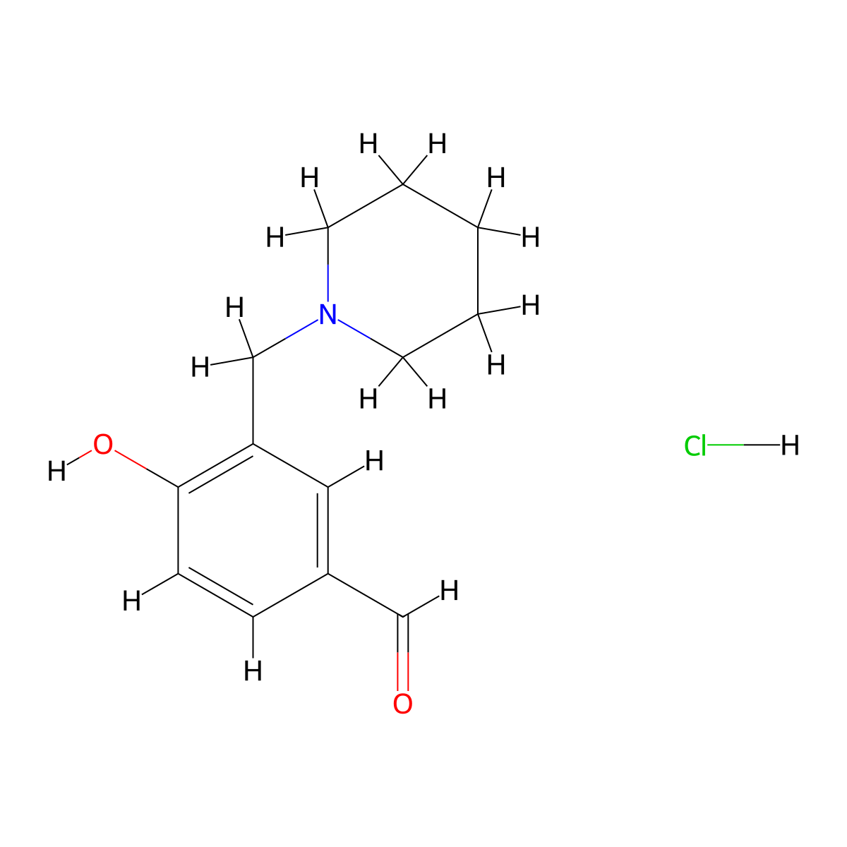 4-Hydroxy-3-piperidin-1-ylmethyl-benzaldehyde hydrochloride molecular structure, CAS 1135194-46-5