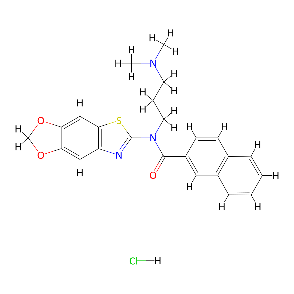 N-[3-(dimethylamino)propyl]-N-{4,6-dioxa-10-thia-12-azatricyclo[7.3.0.0^{3,7}]dodeca-1(9),2,7,11-tetraen-11-yl}naphthalene-2-carboxamide hydrochloride molecular structure, CAS 1135194-73-8