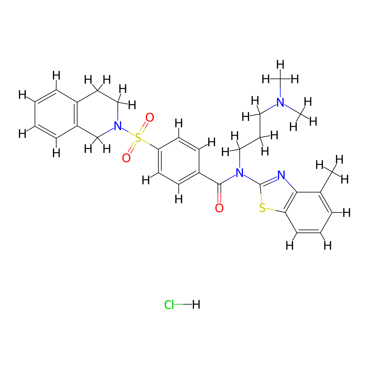 N-[3-(dimethylamino)propyl]-N-(4-methyl-1,3-benzothiazol-2-yl)-4-(1,2,3,4-tetrahydroisoquinoline-2-sulfonyl)benzamide hydrochloride molecular structure, CAS 1135194-98-7