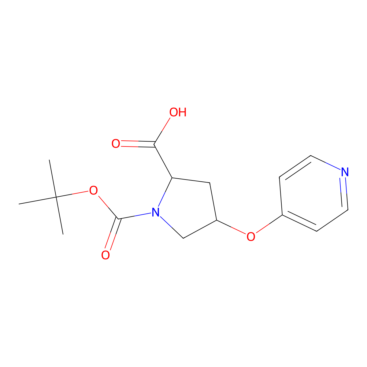 (2s,4s)-1-(Tert-butoxycarbonyl)-4-(pyridin-4-yloxy)pyrrolidine-2-carboxylic acid molecular structure, CAS 1135196-06-3
