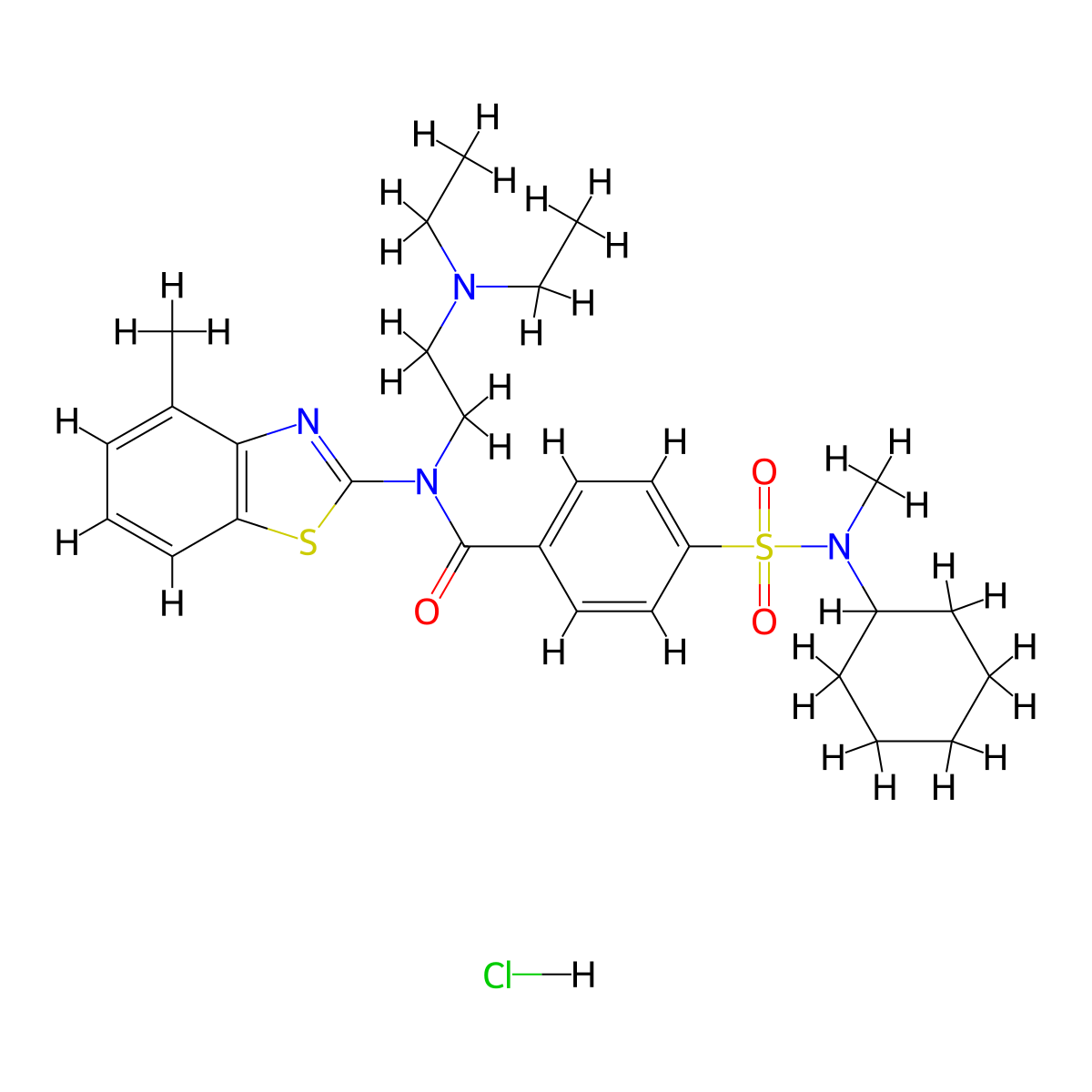 4-[Cyclohexyl(methyl)sulfamoyl]-N-[2-(diethylamino)ethyl]-N-(4-methyl-1,3-benzothiazol-2-YL)benzamide hydrochloride molecular structure, CAS 1135198-30-9