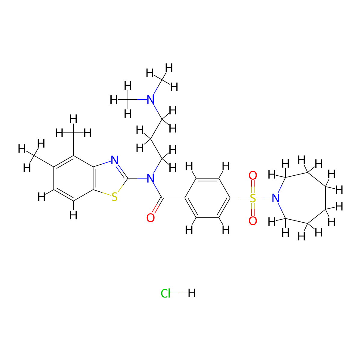 4-(Azepane-1-sulfonyl)-N-(4,5-dimethyl-1,3-benzothiazol-2-YL)-N-[3-(dimethylamino)propyl]benzamide hydrochloride molecular structure, CAS 1135198-33-2