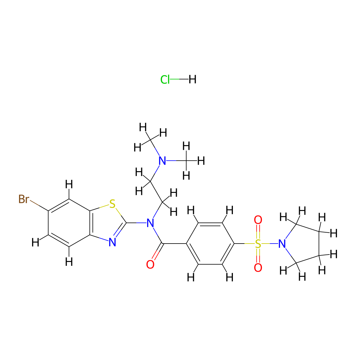 N-(6-Bromo-1,3-benzothiazol-2-YL)-N-[2-(dimethylamino)ethyl]-4-(pyrrolidine-1-sulfonyl)benzamide hydrochloride molecular structure, CAS 1135198-49-0