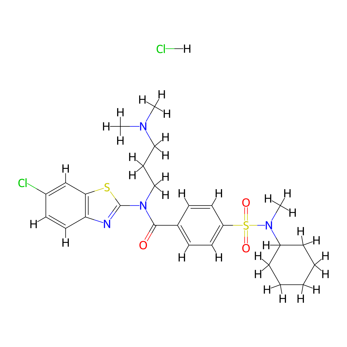 N-(6-Chloro-1,3-benzothiazol-2-YL)-4-[cyclohexyl(methyl)sulfamoyl]-N-[3-(dimethylamino)propyl]benzamide hydrochloride molecular structure, CAS 1135198-85-4