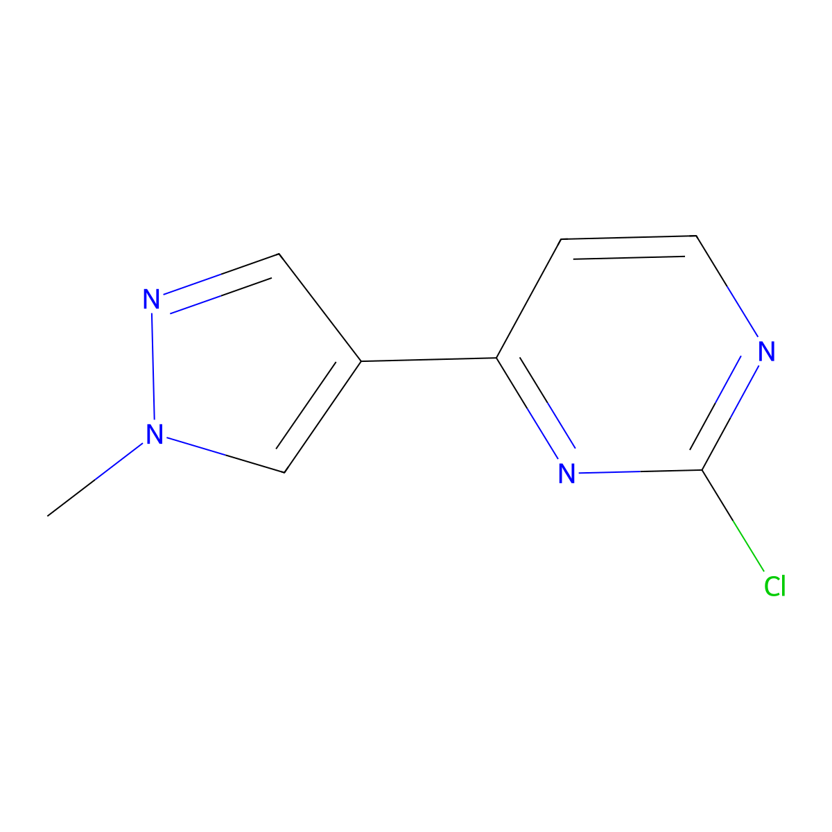 2-Chloro-4-(1-methyl-1H-pyrazol-4-yl)-pyrimidine molecular structure, CAS 1135198-88-7