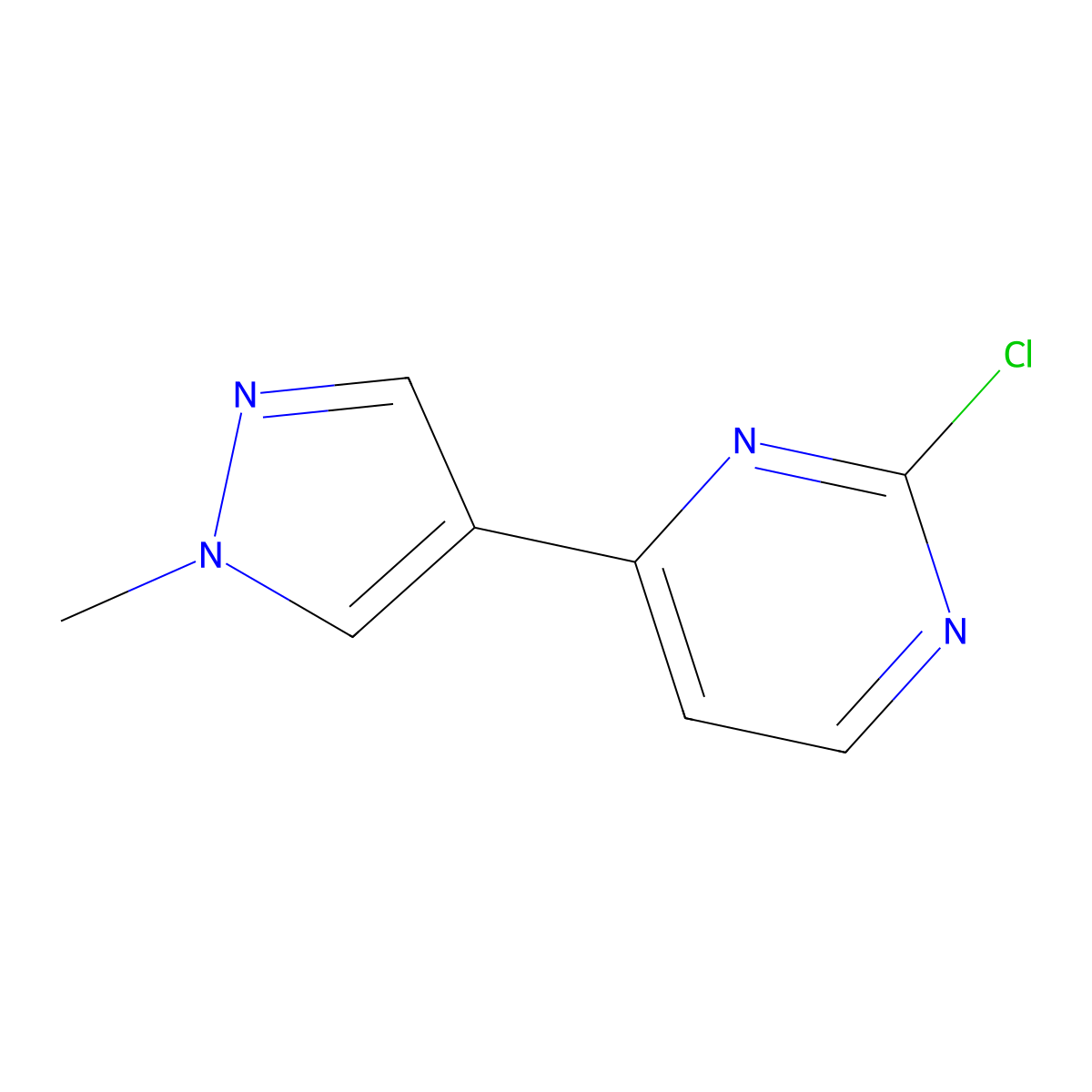 2-Chloro-4-(1-methyl-1H-pyrazol-4-yl)-pyrimidine molecular structure, CAS 1135198-88-7