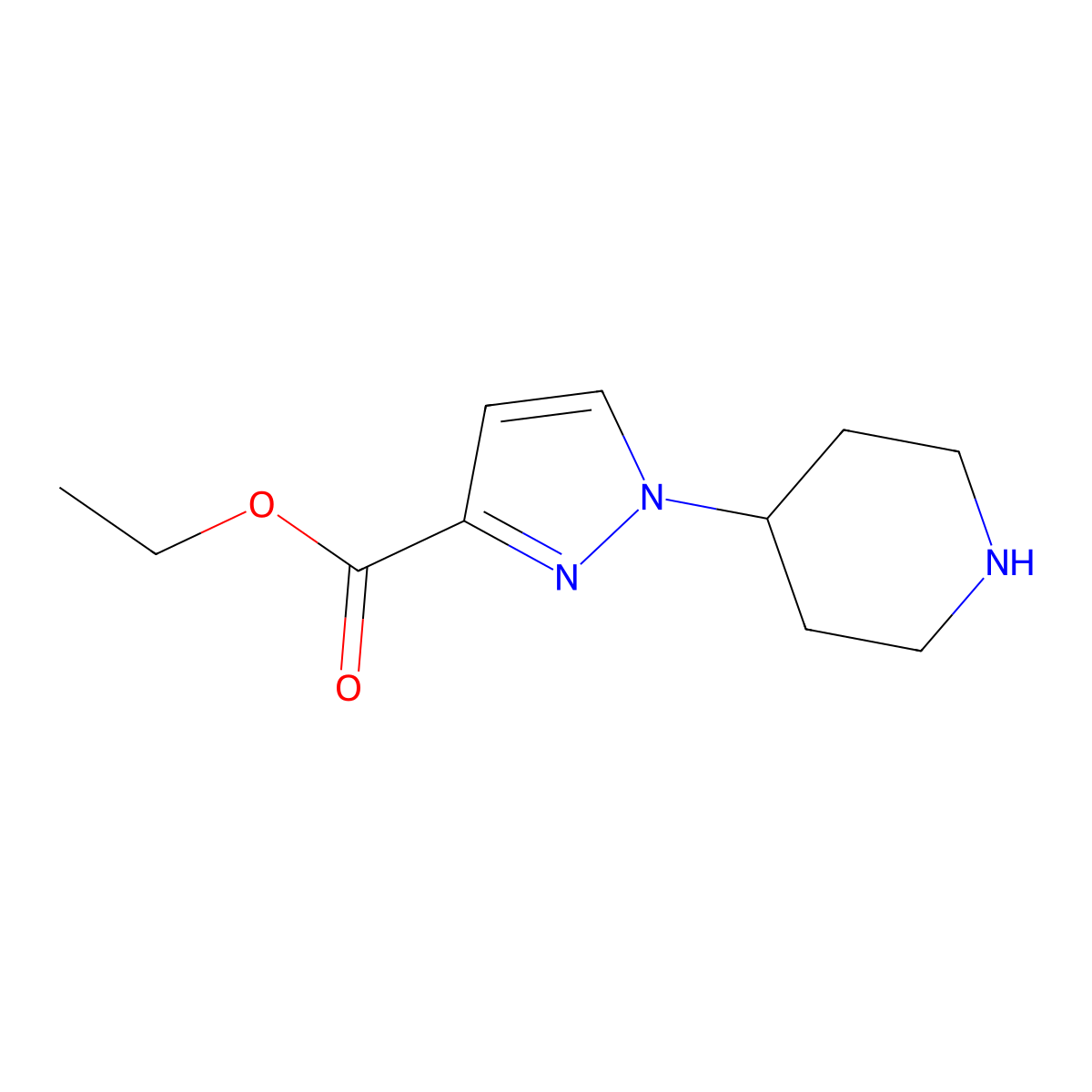 Ethyl 1-(piperidin-4-yl)-1h-pyrazole-3-carboxylate molecular structure, CAS 1135199-66-4