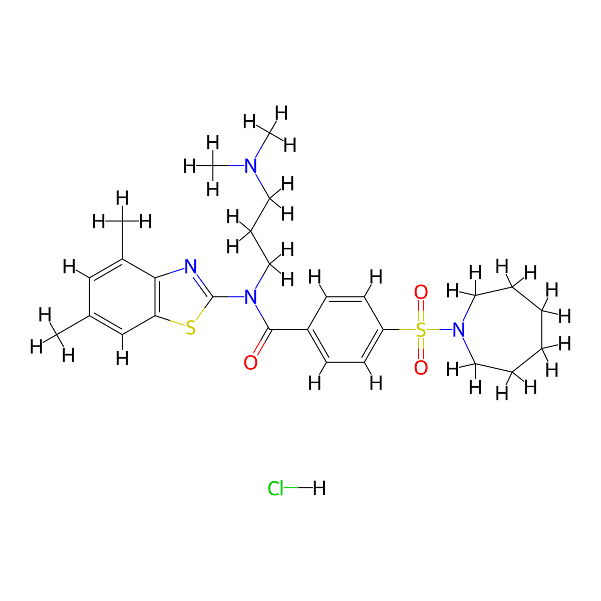 4-(Azepane-1-sulfonyl)-N-(4,6-dimethyl-1,3-benzothiazol-2-YL)-N-[3-(dimethylamino)propyl]benzamide hydrochloride molecular structure, CAS 1135199-87-9