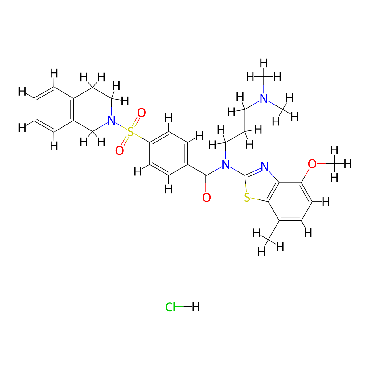 N-[3-(dimethylamino)propyl]-N-(4-methoxy-7-methyl-1,3-benzothiazol-2-yl)-4-(1,2,3,4-tetrahydroisoquinoline-2-sulfonyl)benzamide hydrochloride molecular structure, CAS 1135199-98-2