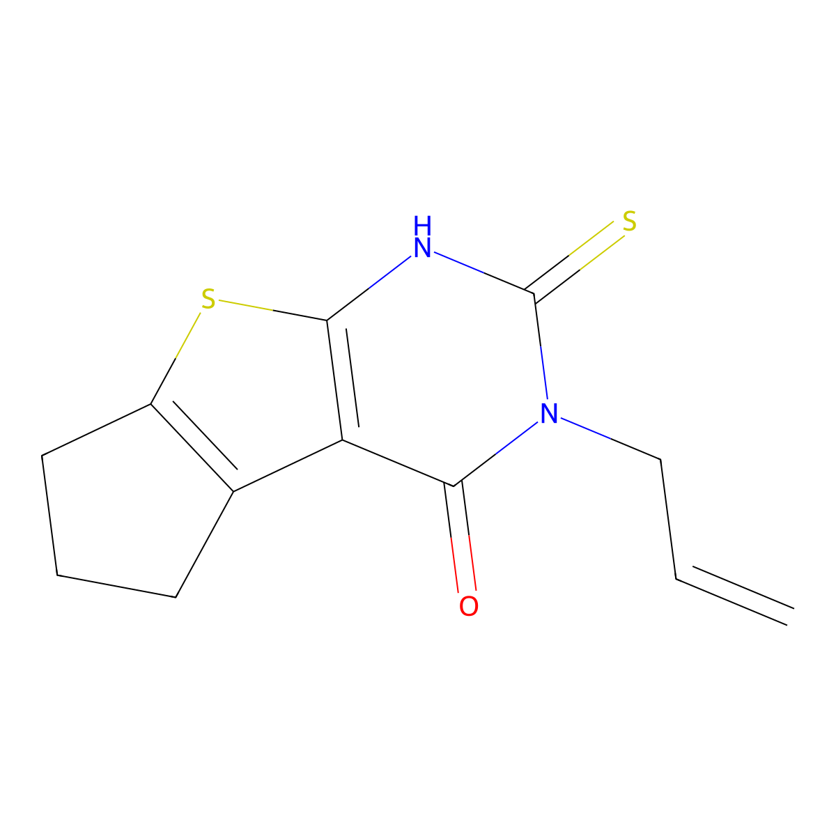 3-Allyl-2-mercapto-3,5,6,7-tetrahydro-4H-cyclopenta[4,5]thieno[2,3-d]pyrimidin-4-one molecular structure, CAS 113520-01-7
