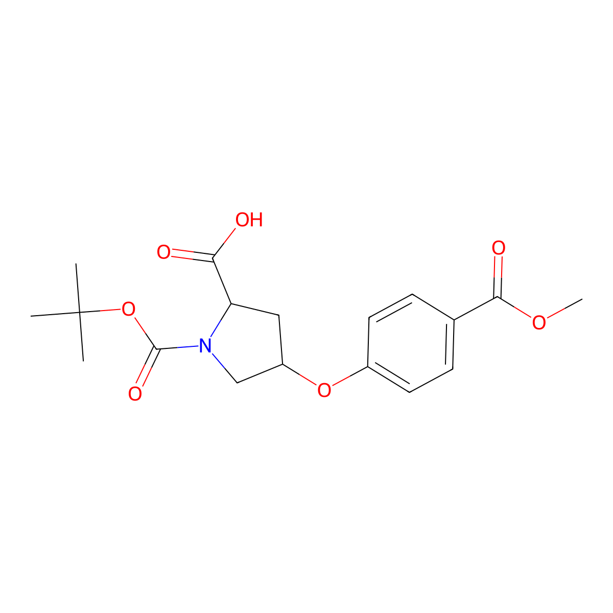 (2S,4S)-1-(tert-Butoxycarbonyl)-4-[4-(methoxy-carbonyl)phenoxy]-2-pyrrolidinecarboxylic acid molecular structure, CAS 1135201-25-0