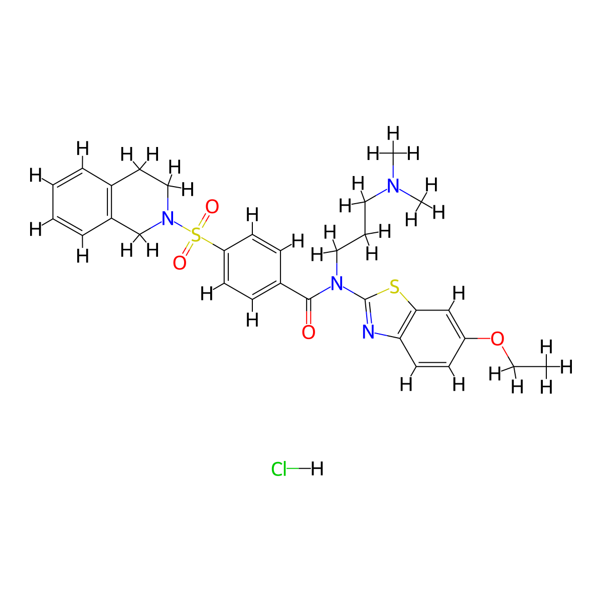 N-[3-(dimethylamino)propyl]-N-(6-ethoxy-1,3-benzothiazol-2-yl)-4-(1,2,3,4-tetrahydroisoquinoline-2-sulfonyl)benzamide hydrochloride molecular structure, CAS 1135202-07-1