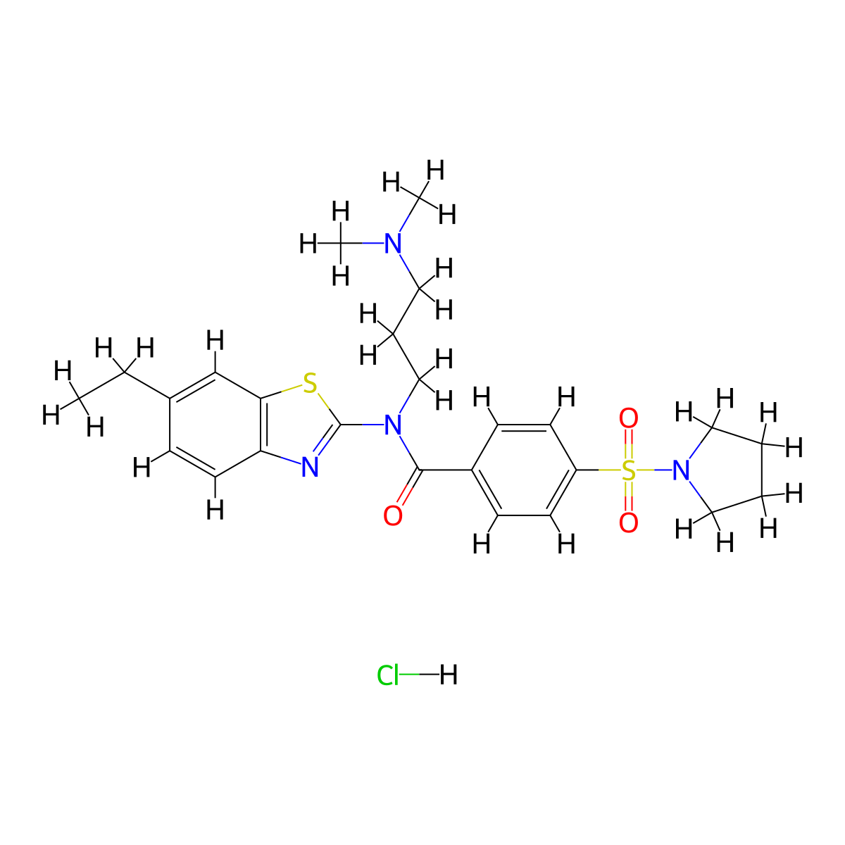 N-[3-(Dimethylamino)propyl]-N-(6-ethyl-1,3-benzothiazol-2-YL)-4-(pyrrolidine-1-sulfonyl)benzamide hydrochloride molecular structure, CAS 1135203-57-4