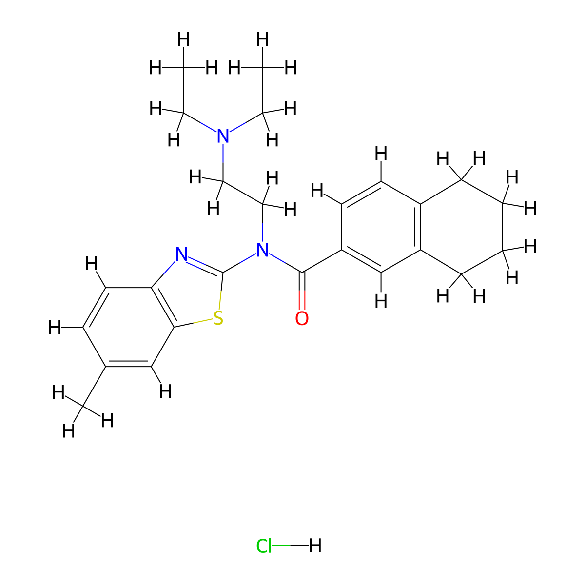N-[2-(Diethylamino)ethyl]-N-(6-methyl-1,3-benzothiazol-2-YL)-5,6,7,8-tetrahydronaphthalene-2-carboxamide hydrochloride molecular structure, CAS 1135205-12-7