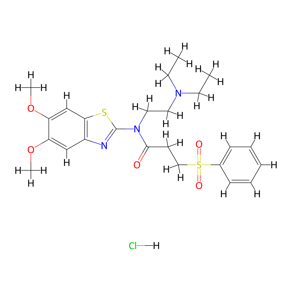 3-(Benzenesulfonyl)-N-[2-(diethylamino)ethyl]-N-(5,6-dimethoxy-1,3-benzothiazol-2-YL)propanamide hydrochloride molecular structure, CAS 1135205-62-7