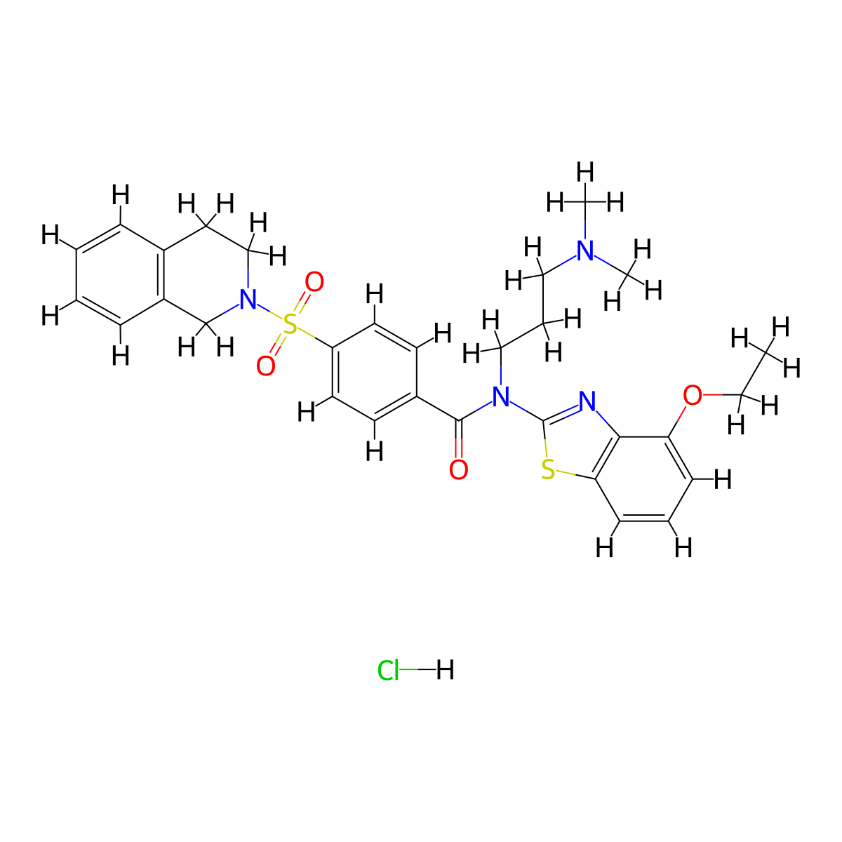 N-[3-(dimethylamino)propyl]-N-(4-ethoxy-1,3-benzothiazol-2-yl)-4-(1,2,3,4-tetrahydroisoquinoline-2-sulfonyl)benzamide hydrochloride molecular structure, CAS 1135206-71-1
