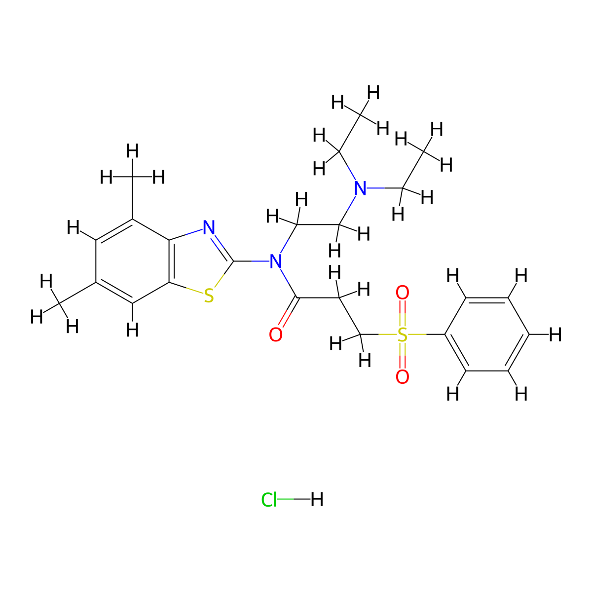 3-(Benzenesulfonyl)-N-[2-(diethylamino)ethyl]-N-(4,6-dimethyl-1,3-benzothiazol-2-YL)propanamide hydrochloride molecular structure, CAS 1135207-38-3