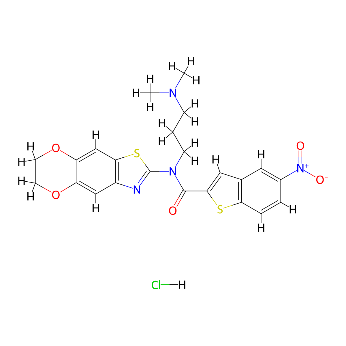 N-[3-(dimethylamino)propyl]-N-{10,13-dioxa-4-thia-6-azatricyclo[7.4.0.0^{3,7}]trideca-1,3(7),5,8-tetraen-5-yl}-5-nitro-1-benzothiophene-2-carboxamide hydrochloride molecular structure, CAS 1135209-52-7