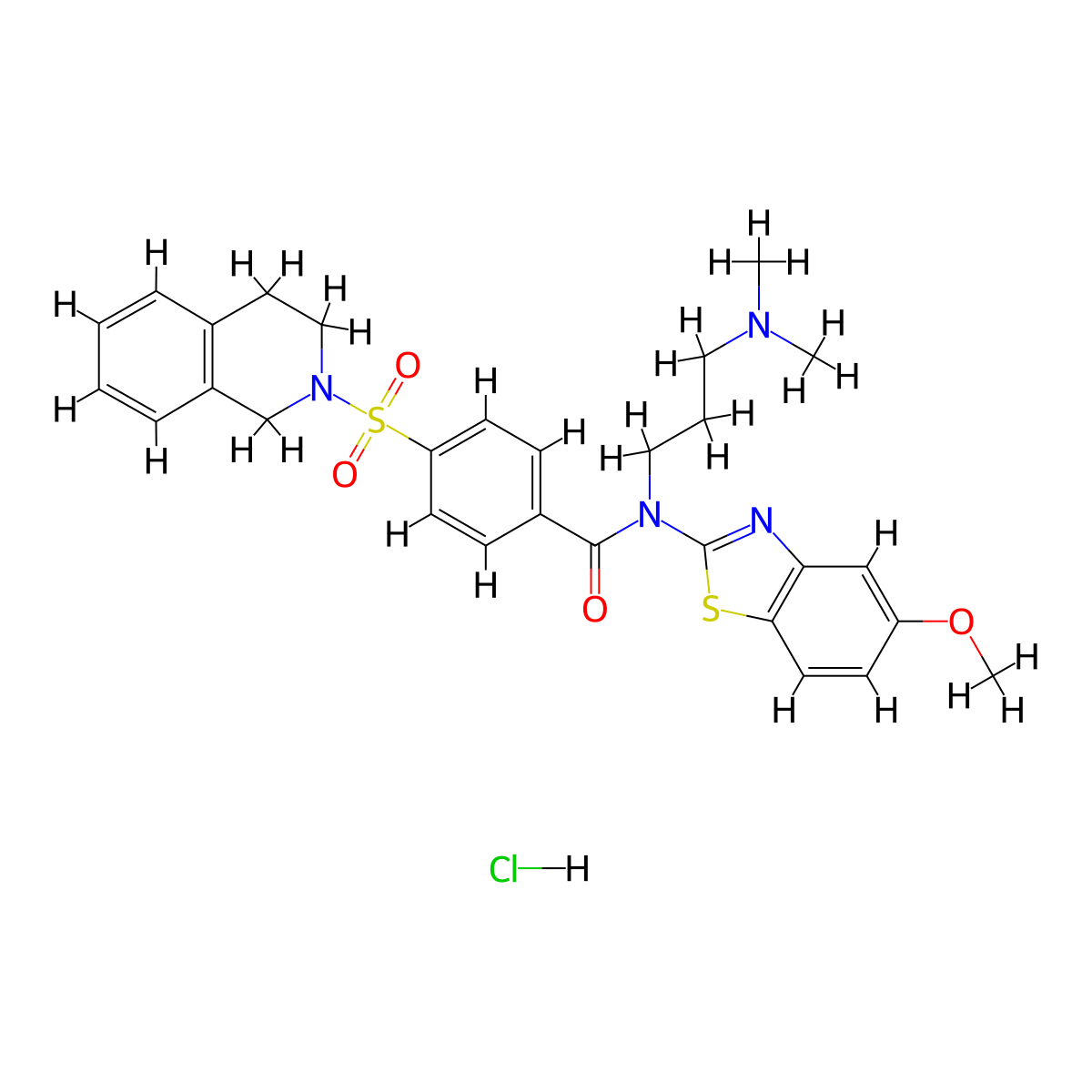 N-[3-(dimethylamino)propyl]-N-(5-methoxy-1,3-benzothiazol-2-yl)-4-(1,2,3,4-tetrahydroisoquinoline-2-sulfonyl)benzamide hydrochloride molecular structure, CAS 1135209-63-0
