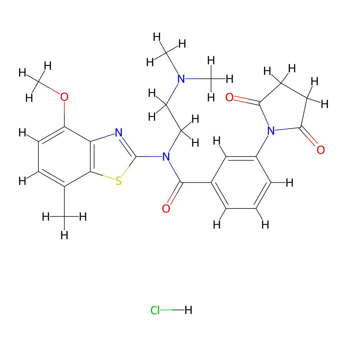 N-[2-(Dimethylamino)ethyl]-3-(2,5-dioxopyrrolidin-1-YL)-N-(4-methoxy-7-methyl-1,3-benzothiazol-2-YL)benzamide hydrochloride molecular structure, CAS 1135209-73-2