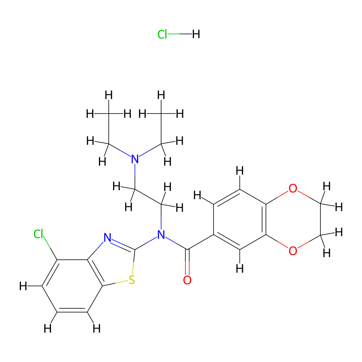 N-(4-Chloro-1,3-benzothiazol-2-YL)-N-[2-(diethylamino)ethyl]-2,3-dihydro-1,4-benzodioxine-6-carboxamide hydrochloride molecular structure, CAS 1135210-22-8