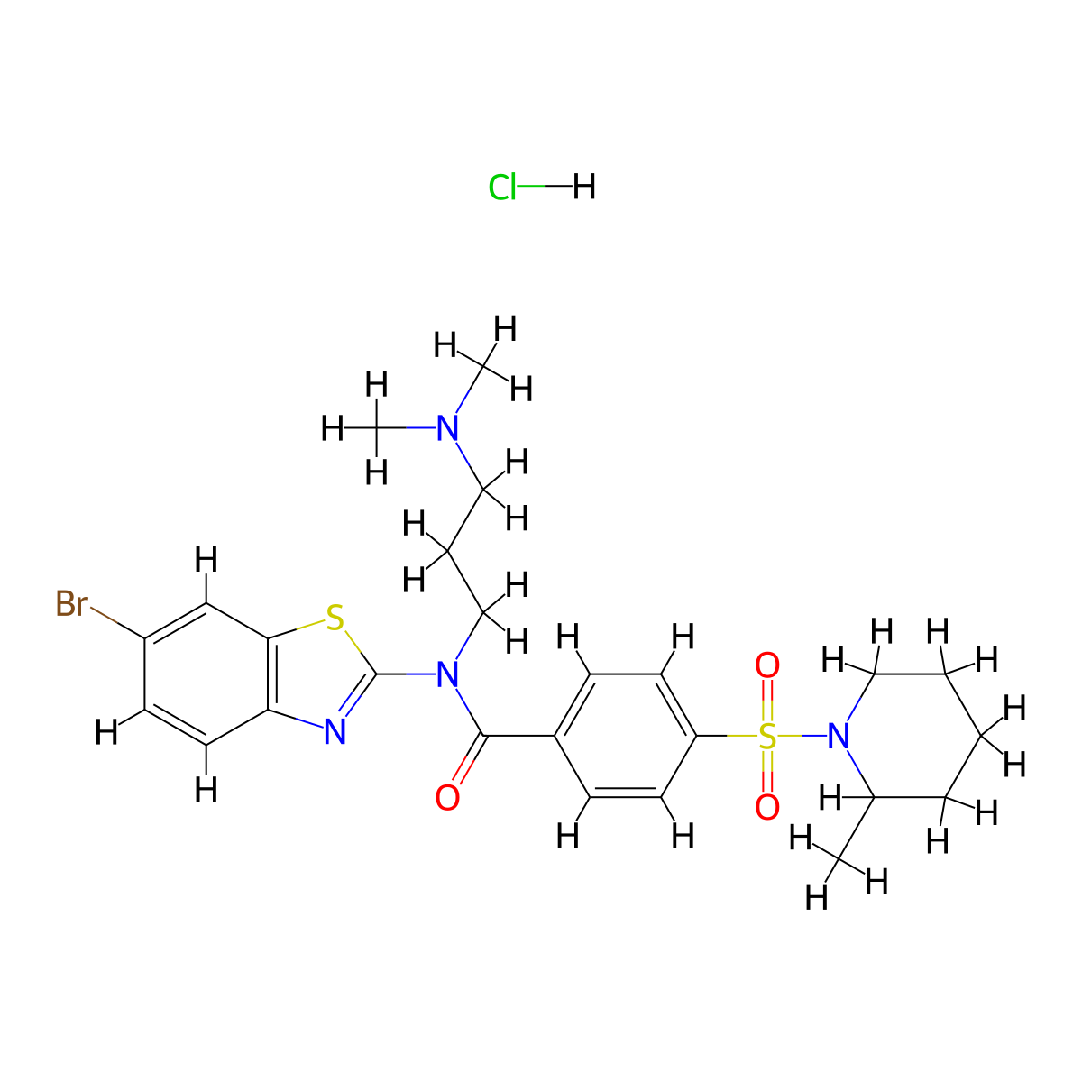 N-(6-bromo-1,3-benzothiazol-2-yl)-N-[3-(dimethylamino)propyl]-4-[(2-methylpiperidin-1-yl)sulfonyl]benzamide hydrochloride molecular structure, CAS 1135210-36-4
