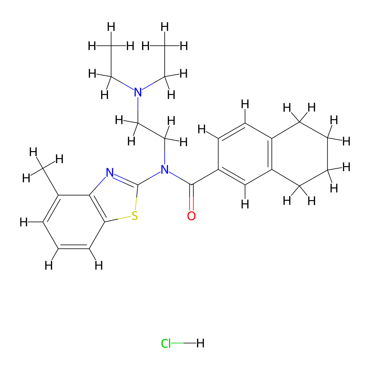 N-[2-(Diethylamino)ethyl]-N-(4-methyl-1,3-benzothiazol-2-YL)-5,6,7,8-tetrahydronaphthalene-2-carboxamide hydrochloride molecular structure, CAS 1135210-38-6