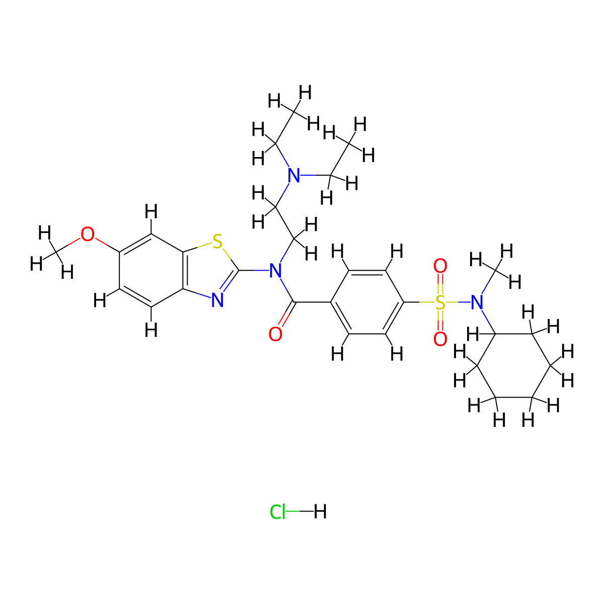 4-[Cyclohexyl(methyl)sulfamoyl]-N-[2-(diethylamino)ethyl]-N-(6-methoxy-1,3-benzothiazol-2-YL)benzamide hydrochloride molecular structure, CAS 1135210-81-9