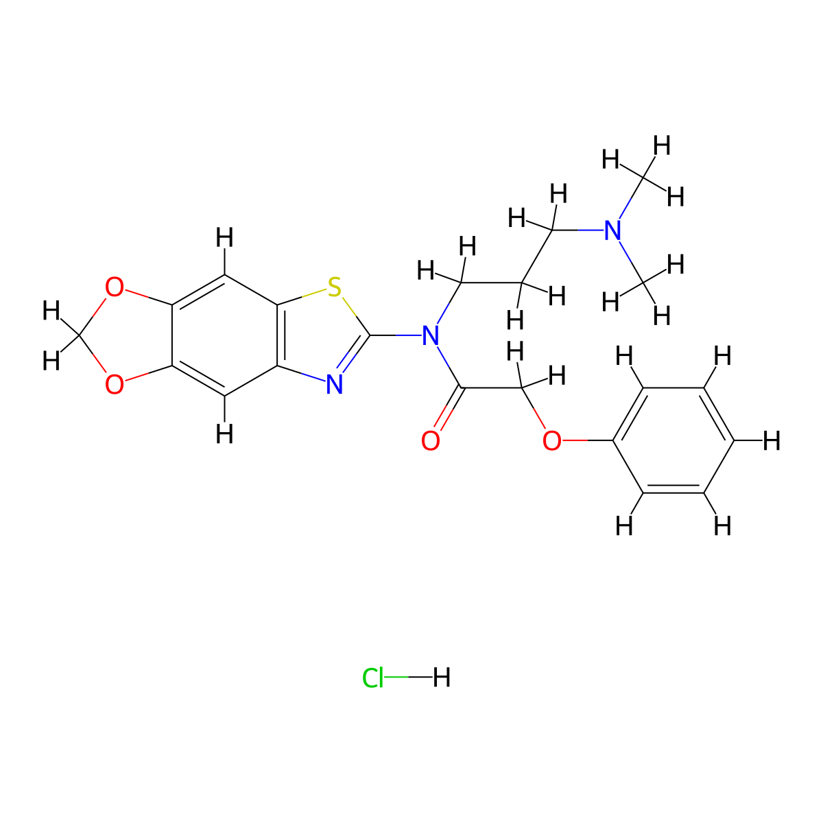 N-[3-(dimethylamino)propyl]-N-{4,6-dioxa-10-thia-12-azatricyclo[7.3.0.0^{3,7}]dodeca-1(9),2,7,11-tetraen-11-yl}-2-phenoxyacetamide hydrochloride molecular structure, CAS 1135211-13-0