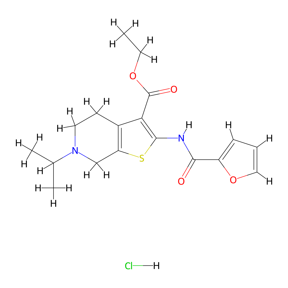ethyl 2-(furan-2-amido)-6-(propan-2-yl)-4H,5H,6H,7H-thieno[2,3-c]pyridine-3-carboxylate hydrochloride molecular structure, CAS 1135211-49-2