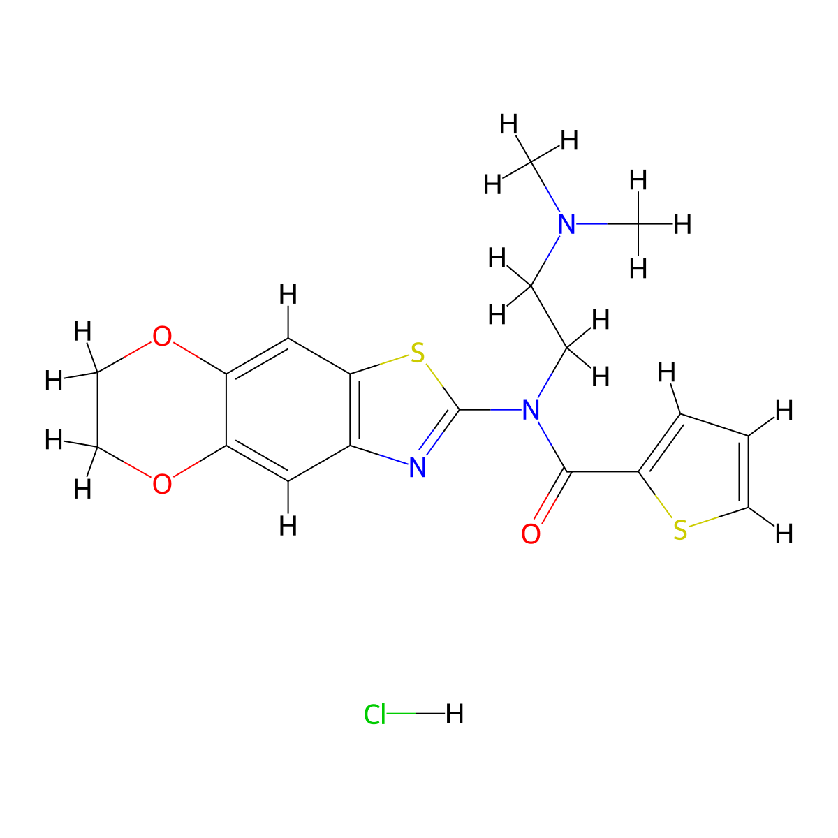 N-[2-(dimethylamino)ethyl]-N-{10,13-dioxa-4-thia-6-azatricyclo[7.4.0.0^{3,7}]trideca-1,3(7),5,8-tetraen-5-yl}thiophene-2-carboxamide hydrochloride molecular structure, CAS 1135211-55-0