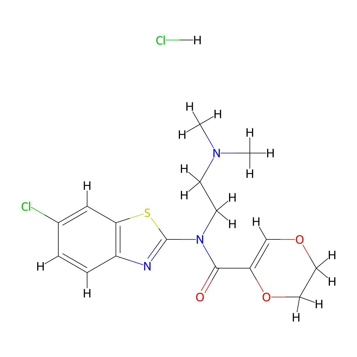 N-(6-Chloro-1,3-benzothiazol-2-YL)-N-[2-(dimethylamino)ethyl]-5,6-dihydro-1,4-dioxine-2-carboxamide hydrochloride molecular structure, CAS 1135211-77-6