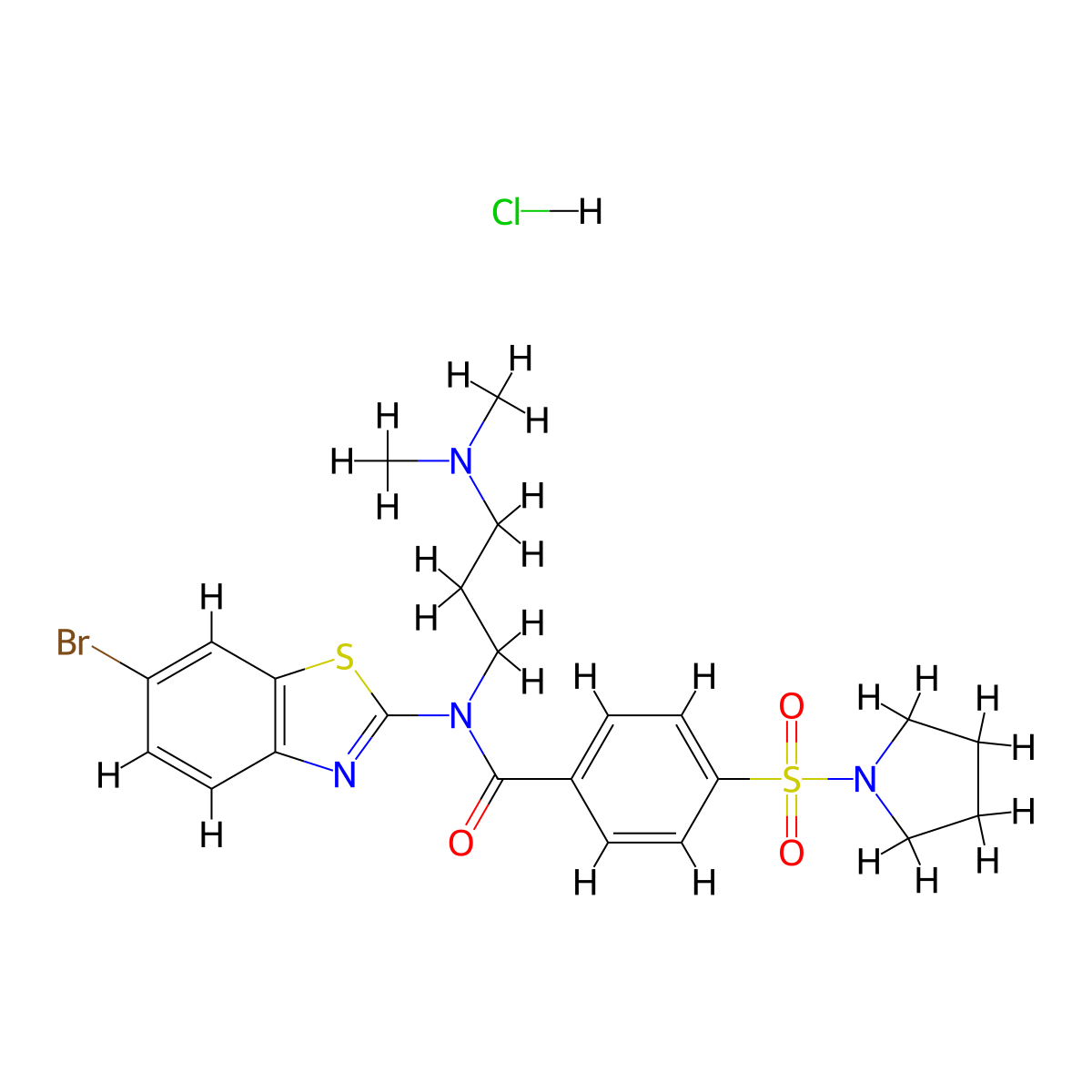 N-(6-Bromo-1,3-benzothiazol-2-YL)-N-[3-(dimethylamino)propyl]-4-(pyrrolidine-1-sulfonyl)benzamide hydrochloride molecular structure, CAS 1135212-67-7