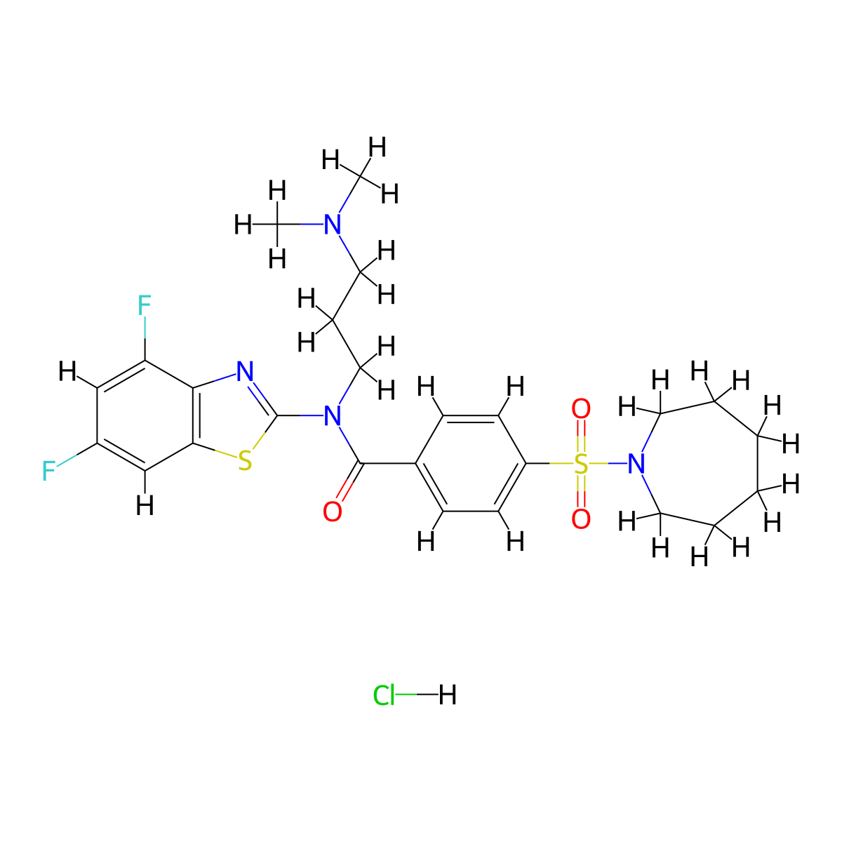 4-(Azepane-1-sulfonyl)-N-(4,6-difluoro-1,3-benzothiazol-2-YL)-N-[3-(dimethylamino)propyl]benzamide hydrochloride molecular structure, CAS 1135214-02-6