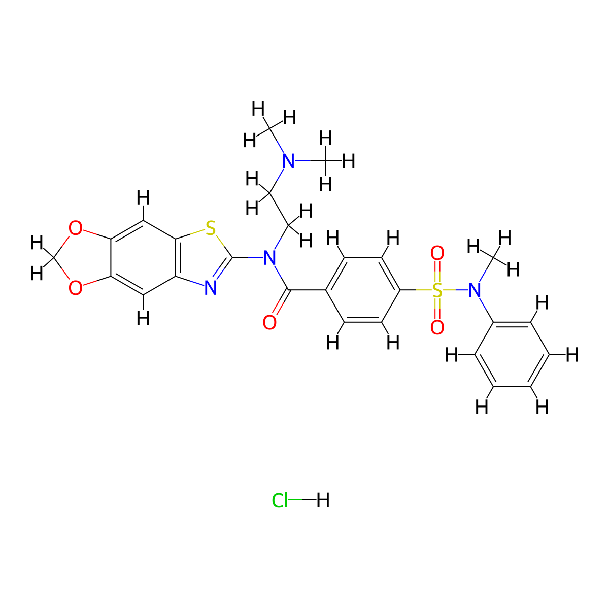 N-[2-(dimethylamino)ethyl]-N-{4,6-dioxa-10-thia-12-azatricyclo[7.3.0.0^{3,7}]dodeca-1(9),2,7,11-tetraen-11-yl}-4-[methyl(phenyl)sulfamoyl]benzamide hydrochloride molecular structure, CAS 1135214-08-2