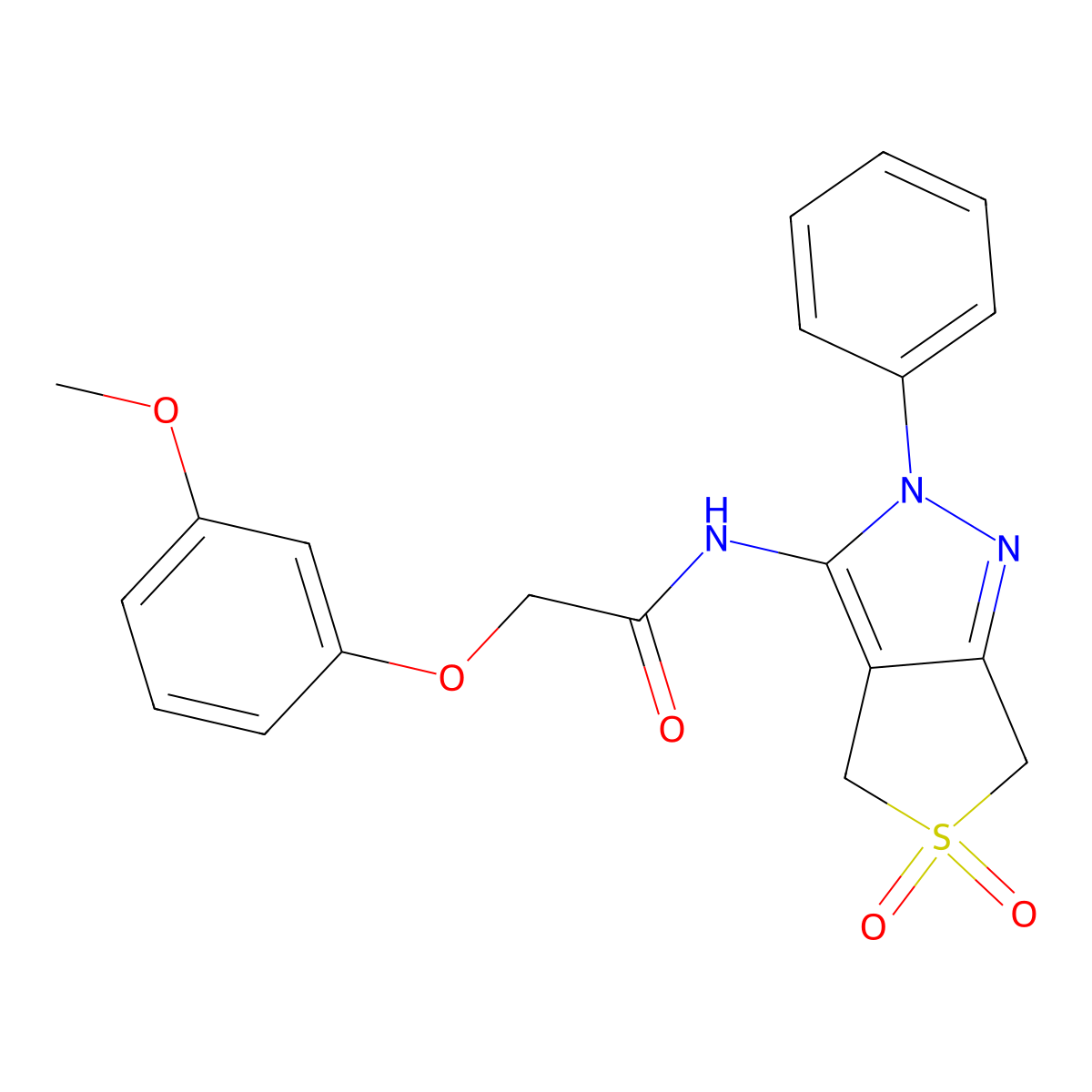 N-{5,5-dioxo-2-phenyl-2H,4H,6H-5lambda6-thieno[3,4-c]pyrazol-3-yl}-2-(3-methoxyphenoxy)acetamide molecular structure, CAS 1135214-10-6